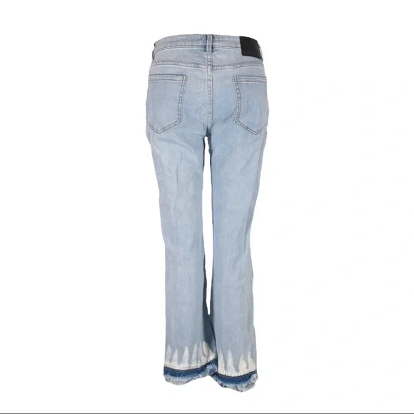 🌺 DKNY Light Wash Cropped Raw Hem Tie Dip Dye Mid Rise Jeans Size 26 - Picture 3 of 11